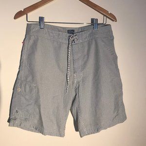 J Crew Swim Shorts Men's White Striped Cotton Seer